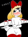  ! 2016 anthro black_background blonde_hair blue_eyes blush breasts female hair hi_res kloudmutt living_aircraft living_machine machine navel simple_background solo standing tsunderplane undertale video_games wide_hips 