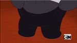  animated anthro bear bent_over black_fur butt cartoon_network clothing cub feet floor fur male mammal panda pants_pull paws presenting presenting_hindquarters simple_background slightly_chubby solo white_fur young 