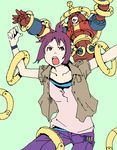  angry arms_up hoop k_(k_o_u_i_c_h_i) lowres mecha oekaki outstretched_arms pants purple_hair short_hair shouting solo spread_arms 