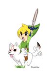  amaterasu animated belt black_fur black_nose blonde_hair boots canine capcom clothing crossover deity duo female footwear fur grass hair hat humanoid hylian kitsune23star male mammal markings melee_weapon nintendo short_hair sword the_legend_of_zelda tongue tongue_out toon_link video_games weapon white_fur wolf ōkami 