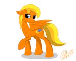  blue_eyes cutie_mark equine fan_character fluffy hair horse mammal my_little_pony orang_fruit orange_hair pony signature simple_background wan1357 wings 