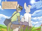  anthro butt cat comic faf feline lagomorph male mammal outside rabbit 