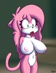  2016 aeris_(vg_cats) anthro areola big_breasts blue_fur breasts cat cub feline female fur huge_breasts mammal navel nipples nude open_mouth pink_fur pussy solo tqaur vg_cats white_fur young 