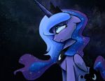  2014 blue_eyes blue_feathers blue_fur blue_hair blush crown cutie_mark darkflame75 equine feathered_wings feathers female feral friendship_is_magic fur hair horn jewelry mammal my_little_pony necklace princess_luna_(mlp) sky solo star winged_unicorn wings 