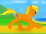  2014 blue_eyes cloud cutie_mark equine fan_character grass hair horse lake mammal mr112nick my_little_pony orang_fruit orange_hair pony 