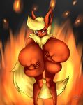  big_breasts breast_grab breast_squeeze breasts eeveelution fire flareon hand_on_breast holding_breast huge_breasts hyper hyper_breasts nintendo pok&eacute;mon tiddy vant_talon video_games 
