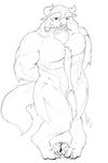  abs anthro beast_(disney) beauty_and_the_beast big_muscles body_hair chest_hair claws digitigrade disney fangs flaccid flower happy_trail horn looking_at_viewer male mammal monochrome muscular nude pawpads penis plant pubes rose shy sketch solo standing teeth toe_claws tuft uncut velrizoth 