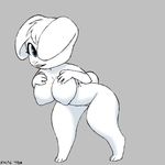  anthro big_breasts blue_eyes breasts cute female fur hair hand_on_breast lagomorph looking_at_viewer mammal rabbit smile solo standing thick_thighs white_fur wide_hips xylas 