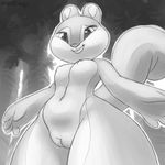  anthro bedroom_eyes big_breasts big_tail breasts cute female first_person_view half-closed_eyes long_tail looking_at_viewer low-angle_view macro mammal navel nipples pussy rodent seductive smile solo squirrel standing thick_thighs wide_hips xylas 
