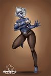  anthro areola breast_rest breasts clothed clothing feline female holding_breast hotbento looking_at_viewer mammal navel nipples simple_background smile solo standing teeth wardrobe_malfunction 