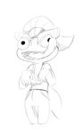  anthro breasts chameleon clothing dreamworks eyelashes female lizard lizzie monochrome reptile scalie simple_background solo standing tongue unknown_artist white_background 