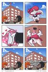  &lt;3 anthro black_hair blonde_hair bow clothing comic dark_skin female fur hair hat human humor lagomorph laugh male mammal open_mouth orange_hair owlhaus panties rabbit rosianna_rabbit skirt suicide torn_clothing underwear white_fur 