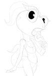  anthro bra breasts chameleon clothing dreamworks eating female food licking lizard lizzie looking_at_viewer monochrome panties popsicle reptile scalie simple_background solo standing tongue tongue_out underwear unknown_artist white_background 