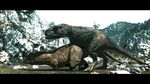  2016 3d_(artwork) advertisement all_fours animated brown_body brown_scales brown_skin cgi digital_media_(artwork) dinosaur doggystyle female from_behind_position grass green_scales male male/female outside rock scales scalie sex shaded teeth theropod tyrannosaurus_rex 