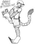  anthro big_feet clothed clothing feet feline foot_focus mammal mouse_trap ouch pain sebafox soles tiger 