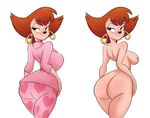  anthro bedroom_eyes big_breasts blush breasts butt canine clothed clothing disney ear_piercing erect_nipples female goof_troop hair half-closed_eyes kindahornyart looking_back mammal mature_female mother nipples nude parent peg_pete piercing red_hair seductive smile solo thaman 