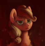  2016 abstract_background applejack_(mlp) blonde_hair earth_pony equine female feral freckles friendship_is_magic fur green_eyes hair horse mammal my_little_pony orange_fur pony portrait sad solo verulence 