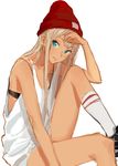  alessandra_susu bad_id bad_pixiv_id bangs bare_shoulders bikini_tan black_bra black_footwear blue_eyes blush bra bra_peek bra_strap breasts casual cleavage closed_mouth earrings from_side hand_up hat head_tilt hoop_earrings jewelry knee_up legs light_smile long_hair looking_at_viewer red_hat rr_(suisse200) shoes silver_hair simple_background sitting sketch skull_cap small_breasts smile sneakers socks solo strap_gap strap_slip tan tank_top tanline tokyo_7th_sisters underwear white_background white_legwear 