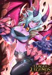  2016 big_breasts blush breasts cleavage clothed clothing demon female hair huge_breasts human jewelry league_of_legends mammal necklace smile solo torahimemax_(artist) vi video_games wings 