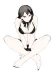  bad_id bad_pixiv_id barefoot between_legs black_bow black_bra black_eyes black_hair black_nails black_panties bow bra choker full_body genderswap genderswap_(mtf) haikyuu!! haku_(tokuray) hand_between_legs jewelry kageyama_tobio lace lace_bra lace_panties long_hair looking_at_viewer nail_polish panties simple_background sitting sketch solo underwear underwear_only white_background wrist_cuffs 