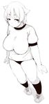  bad_id bad_twitter_id breasts commentary_request eyebrows eyebrows_visible_through_hair fuchibeppu_chiyuri gym_uniform hair_flaps inactive_account jitome large_breasts lillithlauda looking_at_viewer monochrome original short_hair solo thick_thighs thighs 