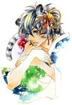  androgynous animal_ears blue_hair gundam hair_ornament haro kamille_bidan male_focus multicolored_hair new_year ogiko solo tail tiger_ears tiger_tail yellow_eyes zeta_gundam 