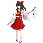  bad_id bad_pixiv_id black_hair bow brown_eyes detached_sleeves full_body gohei hair_bow hakurei_reimu highres long_hair open_mouth ribbon solo touhou transparent_background yoshida_nishi 