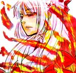  bad_id bad_pixiv_id close-up face fire fujiwara_no_mokou kryu long_hair red_eyes solo touhou white_hair 