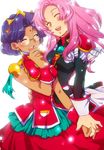  aiguillette closed_eyes dark_skin dress epaulettes glasses himemiya_anthy multiple_girls pink_hair purple_hair school_uniform shoujo_kakumei_utena sooya tenjou_utena 