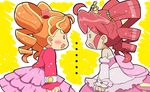  2girls anyamal_tantei_kirumin_zoo blush chibi choker crossover drill_hair earrings fine fushigiboshi_no_futago_hime hair_ornament jewelry mikogami_riko multiple_girls o_o orange_hair red_hair shirakawa_mayumi tiara twintails 