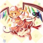  bad_id bad_pixiv_id blonde_hair flandre_scarlet hat laevatein lunica ponytail red_eyes short_hair side_ponytail solo touhou wings 