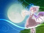  closed_eyes dress full_moon hat kneehighs kuro_mame leaf long_sleeves moon music mystia_lorelei night night_sky open_mouth outstretched_arms outstretched_hand pink_hair profile shoes short_hair singing sky socks solo standing touhou winged_shoes wings 