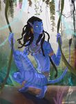  avatar black_hair blue_skin breasts half_naked long_hair na&#039;vi nature neytiri pandora ponytail vagabonda yellow_eyes 