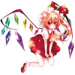  bad_id bad_pixiv_id blonde_hair flandre_scarlet full_body hat highres ponytail red_eyes sanada_nako short_hair side_ponytail solo touhou transparent_background wings 