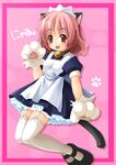  animal_ears apron bell bell_collar blush cat_ears cat_paws cat_tail child collar flat_chest frilled_skirt frills gloves happy jingle_bell leaning_back maid maid_headdress mary_janes open_mouth original paw_gloves paw_print paws pink_hair red_eyes shibacha shoes short_hair skirt solo tail thighhighs white_legwear 