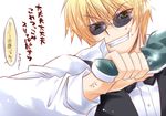  angry bad_id bad_pixiv_id blonde_hair durarara!! heiwajima_shizuo male_focus nishiki_fumi solo sunglasses sweatdrop veins 