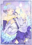  armor bad_id bad_pixiv_id bare_shoulders boots choker crown dress gloves gwendolyn odin_sphere purple_eyes solo souka_(souspirit) strapless strapless_dress thigh_boots thighhighs white_hair 