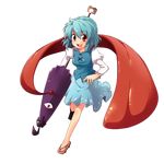  chipa_(arutana) full_body heterochromia highres karakasa_obake purple_umbrella solo tatara_kogasa touhou transparent_background umbrella 