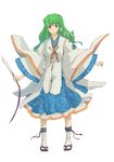  absurdres adapted_costume alternate_costume bad_id bad_pixiv_id blue_eyes frog full_body gohei green_hair hair_ornament highres kochiya_sanae long_hair pinzu snake solo standing touhou transparent_background 