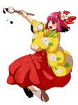  bad_id bad_pixiv_id calligraphy_brush flower full_body hair_ornament hieda_no_akyuu highres ink japanese_clothes paintbrush purple_hair red_eyes short_hair solo touhou transparent_background tsumidango 