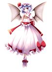  absurdres blue_hair full_body highres puffy_short_sleeves puffy_sleeves red_eyes remilia_scarlet shoes short_hair short_sleeves solo standing touhou transparent_background usume_shirou wings wrist_cuffs 