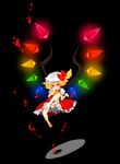  bad_id bad_pixiv_id barefoot blonde_hair blood feet flandre_scarlet grin hat meily rainbow_order red_eyes shadow sharp_teeth short_hair side_ponytail smile solo teeth touhou vampire wings 