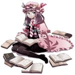  bad_id bad_pixiv_id bespectacled book full_body glasses hat highres long_hair necktie pantyhose patchouli_knowledge purple_eyes purple_hair so-shi solo touhou transparent_background 