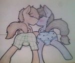  alexis-faustus blush boxers_(clothing) briefs bulge butt clothing equine eyes_closed horse kissing male male/male mammal my_little_pony pony presenting presenting_hindquarters raised_tail rear_view simple_background underwear 