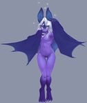  2016 bat breasts female fur hair invalid_tag mammal nude pira purple_fur solo white_hair wings yellow_eyes 