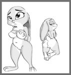  anthro breasts butt crowley digital_media_(artwork) disney female front_view judy_hopps lagomorph mammal nude pussy rabbit rear_view simple_background sketch slightly_chubby smile solo white_background zootopia 