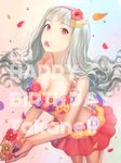  flower hairband happy_birthday idolmaster idolmaster_(classic) long_hair mimizubare petals purple_eyes shijou_takane silver_hair solo 