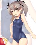  absurdres alternate_costume bad_id bad_pixiv_id brown_eyes covered_navel girls_und_panzer grey_hair highres nksk old_school_swimsuit one-piece_swimsuit school_swimsuit shimada_arisu solo standing swimsuit twintails zoom_layer 