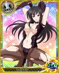  animal_ears artist_request black_hair bow bowtie breasts bunny_ears bunnysuit card_(medium) character_name chess_piece covered_nipples high_heels high_school_dxd large_breasts long_hair official_art pantyhose queen_(chess) raynare red_eyes solo torn_clothes torn_legwear trading_card 