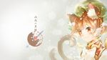  animal_ears bow brown_eyes brown_hair cat cat_ears cat_tail chen face hat im_(badmasa) jewelry mob_cap multiple_tails negative_space nekomata short_hair single_earring smile snowing solo tail touhou two_tails upper_body 